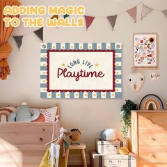 Playroom Wall Decor, Long Live Playtime Linen Canvas Banner,Playroom Decor Ro…
