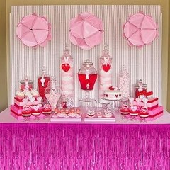2 Pack Metallic Tinsel Foil Fringe Table Skirts for Rectangle & Round Tables Hot