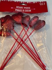 Valentines Day Glitter Heart Picks & Garland Set Red 14 Picks 16 Ft Garland Part