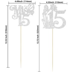 Silver 15th Birthday Centerpiece Sticks Happy Birthday Table Decorations