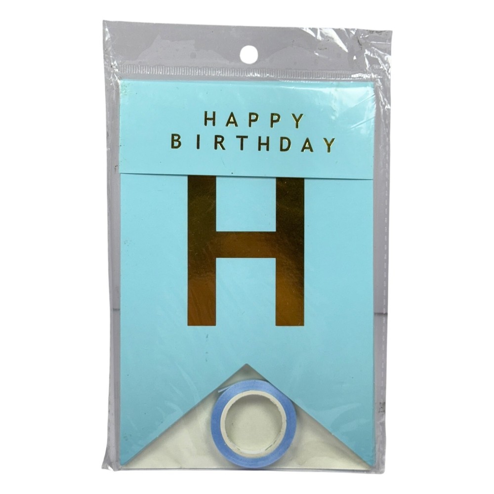 Happy Birthday English Dovetail Flag Banner Light Baby Sky Blue Party Supplies