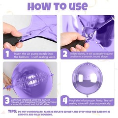 12Pcs Light Purple Round Balloons Foil, 22″ 18″ 15″ 10″ 4D Sphere Balloon, Bi…