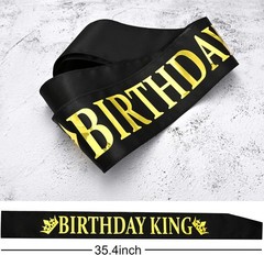 King Crown and Birthday Sash Gift Set for Men Gold Celebration Accessories