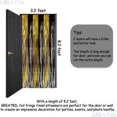Black and Gold Foil Fringe Party Backdrop – GREATRIL One Size,