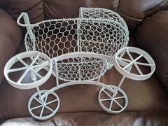 Large White Metal Carriage Stroller Centerpiece Room Decoration Baby Shower more