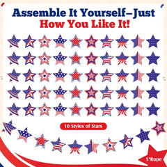 5 Pcs Red White Blue Star Banner for 4Th of July Patriotic Decorations, Outdoor