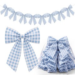 8 ft Sky Blue Bow Garland Decorations Blue Fabric Bow Banner Hanging Banner f…