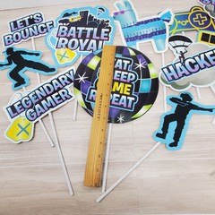 Battle Royal Cutouts Photo Props Amscan Gamer Birthday Party Decorations 12 pcs