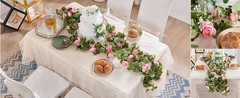8 Pcs x 8.2 ft Flower Garland Artificial Rose Vine Flowers with Green Leaves