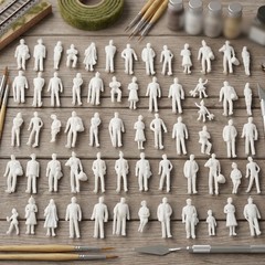 50/100 Pcs 1:75 Scale Model Railway Train People Figures Gauge WHITE 25mm