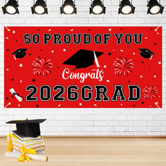 66×34″ 2026 Graduation Backdrop Banner Congrats Grad Class of 2026 Party Decor