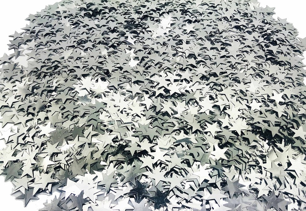 250 Grams Silver Glitter Star Confetti 20mm Metallic Foil Table Decoration