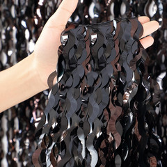 3 Pack New Years Decorations Wavy Black Tinsel Foil Fringe Curtains Party Backdr