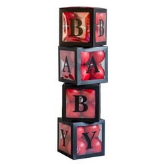 Baby Boxes with Letters Transparent Decorations for Gender Reveal, Birthday