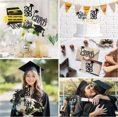 Graduation Decorations 2026, 24 PCS Class of 2026 Double-Sided Centerpieces with