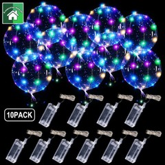 10 PCS LED Light Up BoBo Balloons 20″ Clear Bubble Balloon Birthday Party Decor