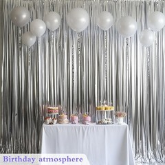 4 Pack Silver Foil Fringe Backdrop Curtains 39.4×78.8in – Metallic Tinsel Stream