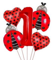 Ladybug 1st Birthday Balloon Set – 5 Pcs Giant 40 Inch Red Number One Foil Ba…