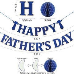 Happy Fathers Day Decorations, Father’s Day Decor Banner with Hanging Swirls, H