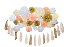 46 Pcs Tissue Paper Pom Poms Tassel Flowers Lanterns Honeycomb Party Decorations