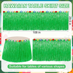 Hawaiian Party Table Decorations, 1PCS Green Luau Party Table Skirt Decorations,