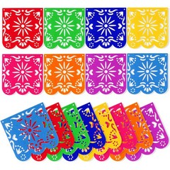 4-Piece Colorful Mexican Papel Picado Banners, Fiesta Party Decorations, Cinc…