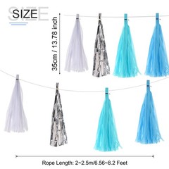 20Pcs Light Blue,Sky Blue,White,Silver Tassel Garland Banner with Rope