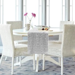 2 Packs 12 x 72 inches Sequin Table Runner, Silver Glitter Table Runner for