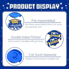 2026 Graduation Party Decorations – 30 Pcs Blue Gold Class of 2026 Congrats Grad