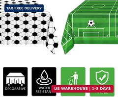 QIYANPAX 4 Pieces Soccer Tablecloths – Soccer Birthday Party Decorations Soccer