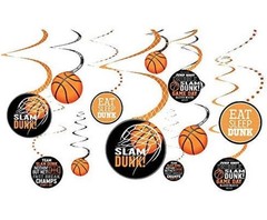 NBA SLAM DUNK PARTY ~ Confetti, 20 Party Bags, Garland, Candles, Swirl Decor NEW