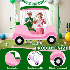 Pink Golf Cart Cutout Cardboard Backdrop Photo Booth Props Party Decoration