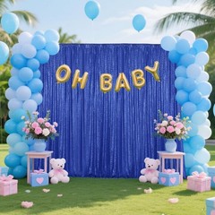 Shiny Beauty Sequin Backdrop 9FTX13FT Blue Wedding Shimmer Fabric Background
