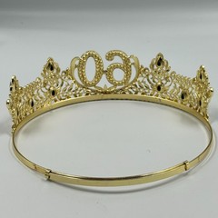 60th Birthday Crown Gold Tone Black Rhinestone Tiara Men Women Party Decor