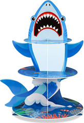 3 Tier Shark Party Cupcake Stand Decorations under the Sea Theme Cupcake Hold…