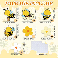 Bee Cutouts for Bulletin Board Decoration – 50 Pcs Large Flower & Honey Bee Clas