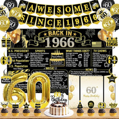 60Th Birthday Decorations for Men Women, 32PCS Back in 1966 Birthday Party Suppl