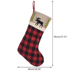 Christmas Stocking Sock Plaid Elk Party Gift Candy Bag Hanging Pendant Tree