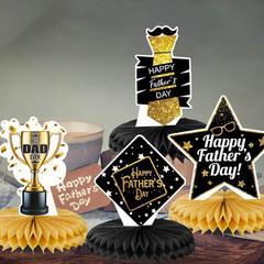 Father’S Day Decorations Honeycomb Centerpieces, Black and Gold Happy Father’S D