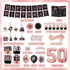 Rose Gold 50Th Birthday Decorations for Women – 63Pcs Happy 50Th Birthday Banner