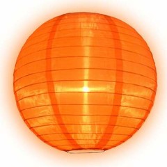8″ Orange Shimmering Nylon Lantern, Even Ribbing, Durable, Hanging