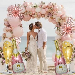 4 Pcs Champagne Balloons, Huge Rose Gold Champagne Bottle Goblet Aluminum Foi…