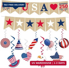 250th Anniversary Decorations – Hanging Swirls 250 Anniversary USA Banner | Four