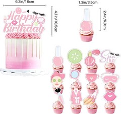 Pink Spa Birthday Party Decorations,Kit With Banner, Balloons, Cake Topper