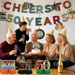 11Pcs 50Th Birthday Decorations for Men Women,Cheers to 50 Years Banner Centerpi