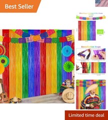 Cinco de Mayo Decorations Fiesta Party Decorations Foil Fringe Curtains Backd…