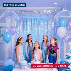 BTSD-home 4 Pack Iridescent Party Streamers Tinsel Foil Fringe Curtain Holograph