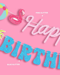 Pool Party Birthday Banner | Kids Party Decorations, Tropical Summer, Hawaiian L