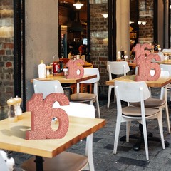 Rose Gold Sweet 16th Birthday Table Centerpiece Number 16 Topper Decor Sign