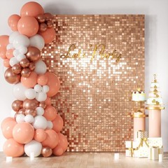 Rose Gold Shimmer Wall Backdrop 15 pcs Sequin wall panels for Party Backdrop
